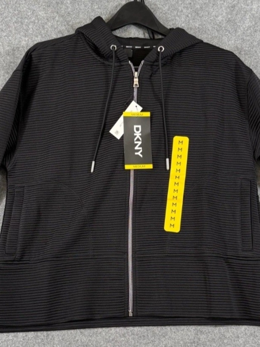 DKNY Women’s Black Hooded Zip-Up Sweater Size Medium New With Tags